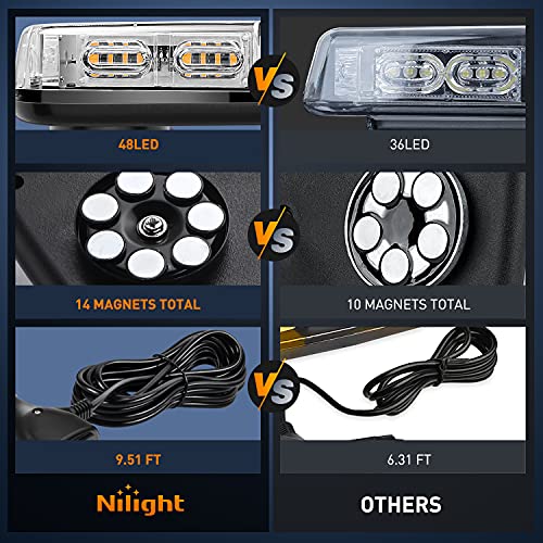 Image of Nilight 2PCS 12 Inch Roof Top Strobe Lights 48LED 12V 24V
