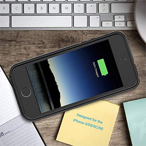 Battery Case For Iphone 5/5S/Se, Full Encircle 4000Mah Ultra-Slim Rechargeable Portable Charging Cover Extended Magnetic Charger Case Protective Backup Power Case With Iphone 5/5S/Se (4.0 Inch)-Black #TOP5