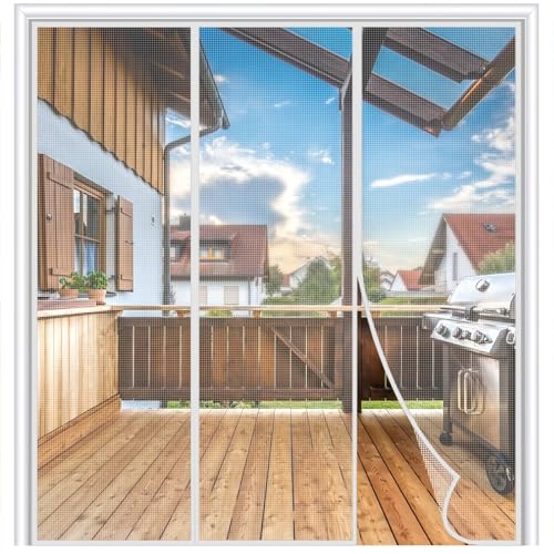 Puerta con mosquitera magnética 295x235cm Blanco Cortina de puerta antiinsectos sin perforación Puerta con mosquitera antiinsectos para ventanas Balcón Sala de estar