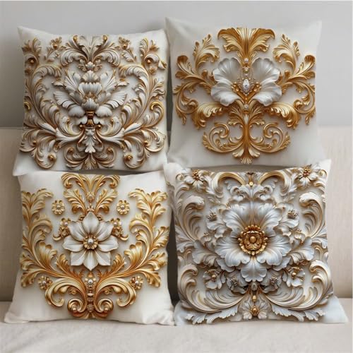 Housse coussin exterieur fleurs 70x70cm impermeable lot de 4