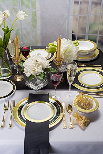 Lillian Tablesettings Plastic Cutlery Silverware Extra Heavyweight Disposable Flatware, Full Size Cutlery Combo, 32 Forks, 32 Knifes, 32 Spoons, Value Pack 96 Count, Gold (37284) #TOP1