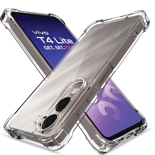 Image of Pikkme Back Cover for iQoo Z10 lite 5G / Vivo T4 lite 5G / Y19 5G / Y19e / Y04 4G / Y29s 5G PC + TPU Clear Transparent Raised Edges Shockproof Protective Phone Bumper Case(Transparent)
