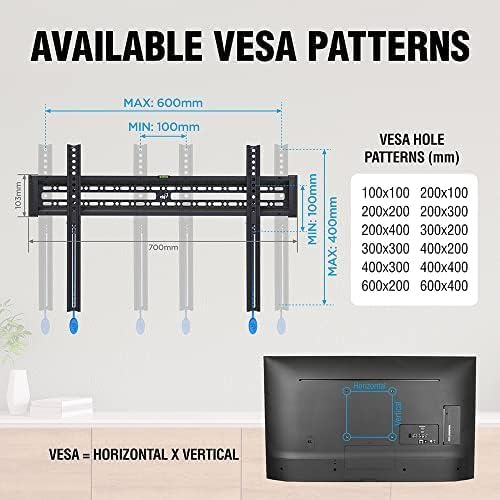 Miniatura 5 de ELG Soporte de pared para TV de perfil fijobajo para televisores de 32 a 86 pulgadas, soporta hasta 110 libras, VESA máximo de 23.622 x 15.748 in,