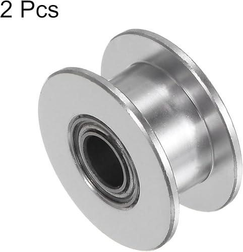 Miniatura 9 de HARFINGTON 2 piezas 2GT Polea tensora de 0.118 in de diámetro de 0.512 in de diámetro. Correa dentada de aluminio sin dientes para cinturón de 0.236