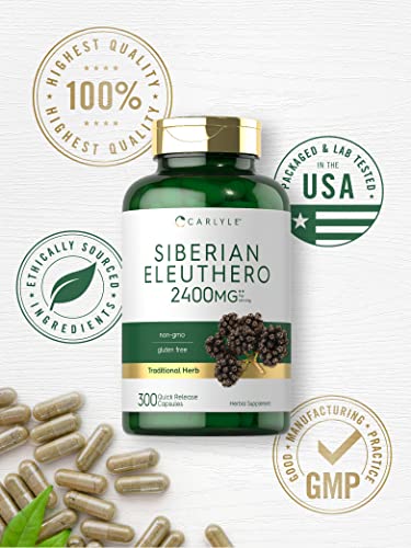 Carlyle Siberian Eleuthero | 2400Mg | 300 Capsules | Non-Gmo And Gluten Free Formula | Siberian Ginseng | Traditional Herbal Supplement #TOP4
