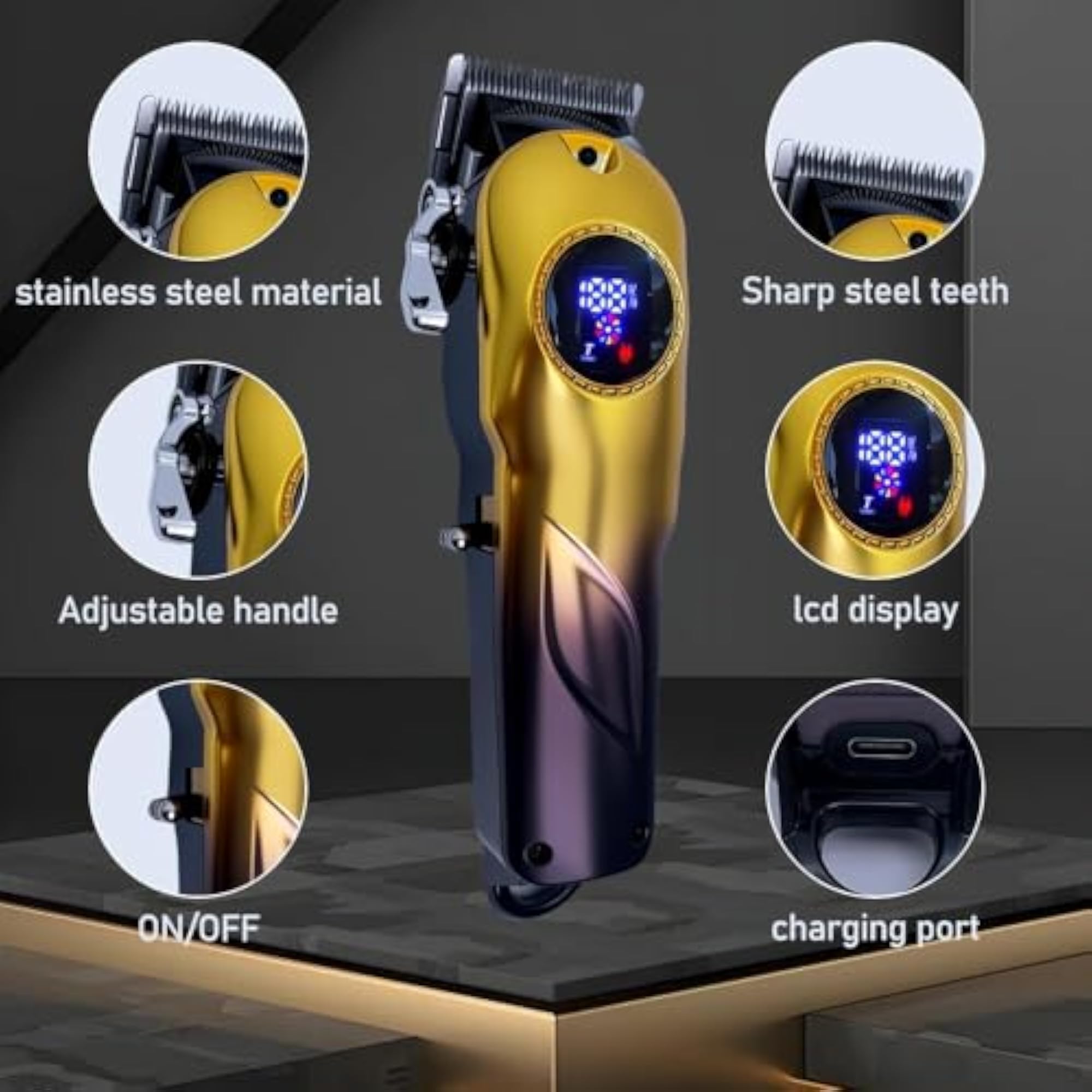Professional Hair Clippers for Men, Cordless Hair Clippers Set