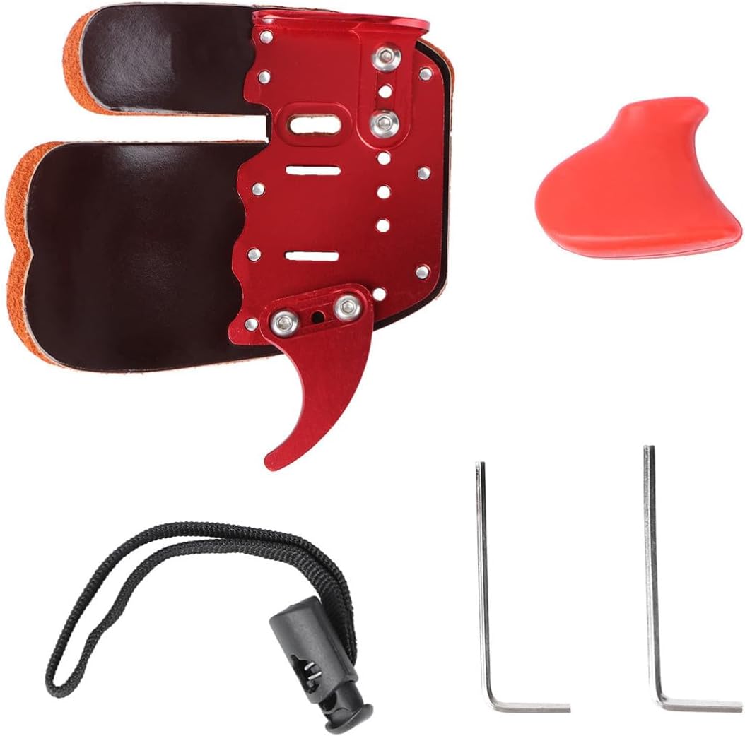 Archery Sports Finger Tab with Adjustable Straps and Breathable Aluminum Leather Protector for Hunting Bow Finger Guard Suitable for Archery Sports