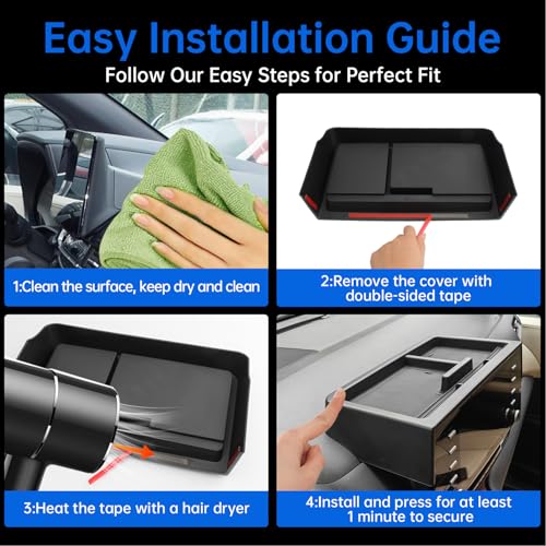 Zekrom Center Console Dash Storage Tray for Toyota Sienna 2021-2024 Interior Accessories, Dashboard Hidden Storage Organizer Behind Screen Tissue Sunglasses Holder - Thumbnail 6