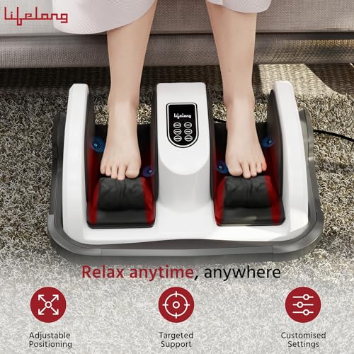 Lifelong Foot Massager with Kneading Function, Adjustable Bar, Home Use (LLM873, White) - Image 4 thumbnail
