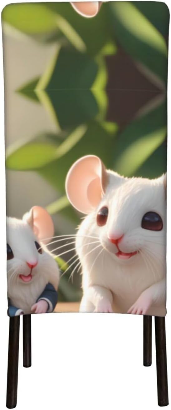 Mother and Child Rats Prints Protection Cover for Dining Chair - Stretchable Chair Throw Covers for Dining Room, Hotel Event Party