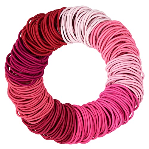 216pc 4mm Shades of Pink Hair Ties Value Pack - No Metal Durable Ponytail