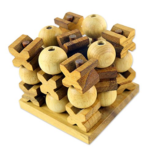 NOVICA Hand Made Rain Tree Wood Tic Tac Toe #TOP14