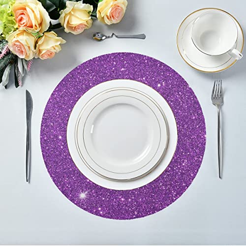 Placemats Purple Placemats Purple Dark Sparkly Glitter Shinning Place Mat Set Of 6 Table Mats 15.4 Inch For Kitchen Dining Table Holiday Party #TOP4