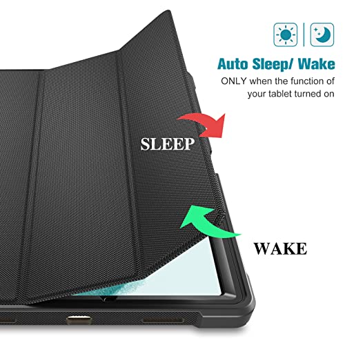Procase Galaxy Tab A8 Case 10.5 Inch 2022, Tri-Fold Full-Body Stand Case With Built-In Screen Protector Shockproof Tpu Smart Cover For Galaxy Tab A8 Tablet (Sm-X200/X205/207) 2022 Release –Black #TOP6
