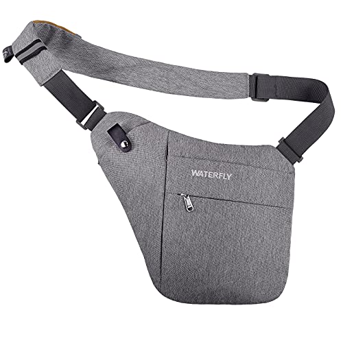 WATERFLY Sling Crossbody Chest Bag: Slim Anti-Theft Cross Body Bag Over Shoulder Backpack Stealth Side Pack Man Woman
