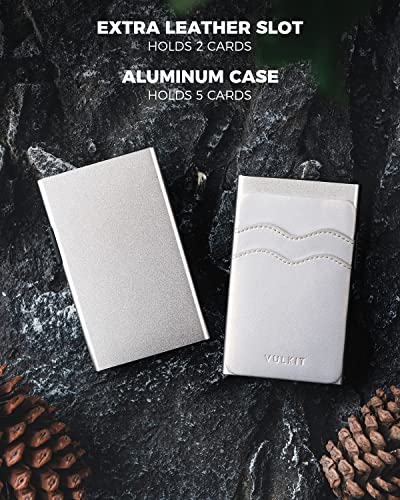 Image of VULKIT Credit Card Holder Minimalist Slim Pop Up Wallet with Leather Slots RFID Blocking for Men and Women Holds 7 Cards and Notes Pearl White