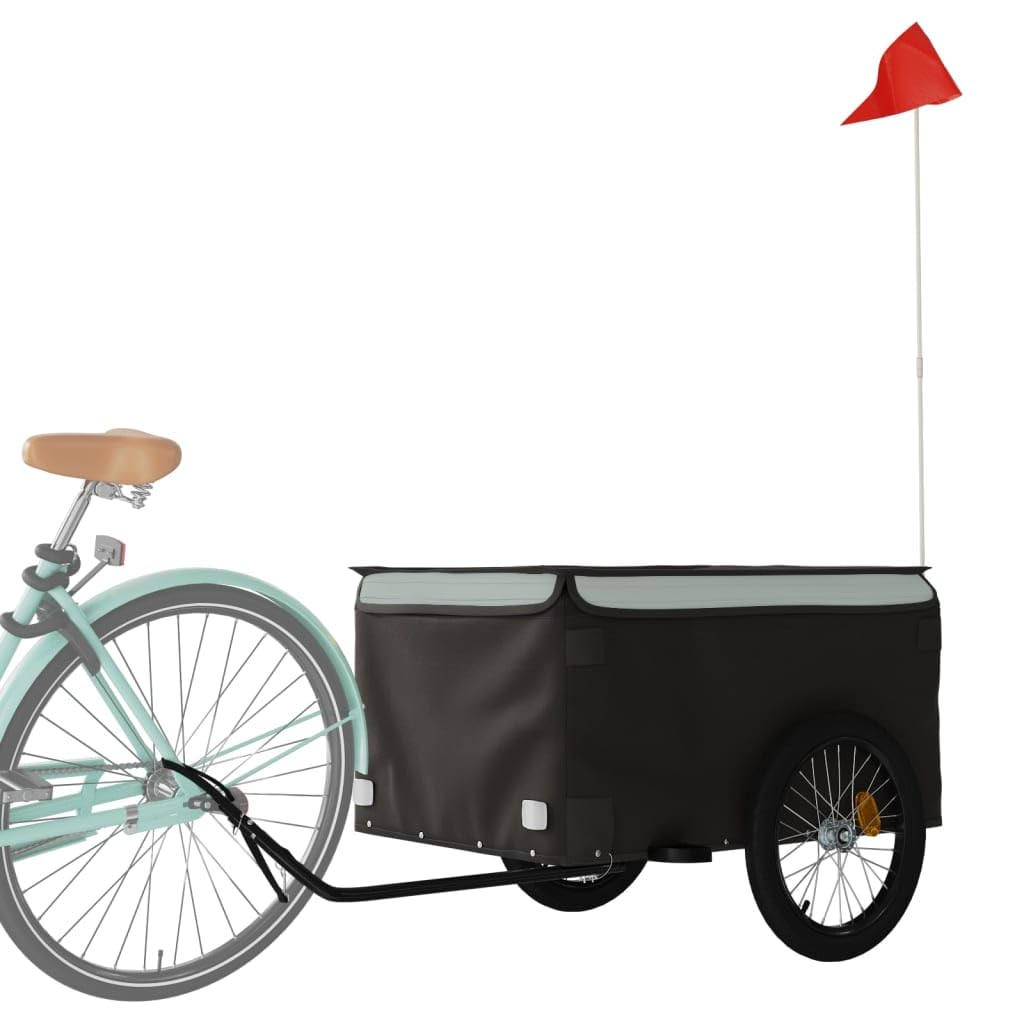 Remolque de Carga de Bicicleta de Servicio Pesado, Marco de Hierro de la Capacidad 45kg, diseño Plegable para el Desplazamiento en Bicicleta, Transporte Urbano