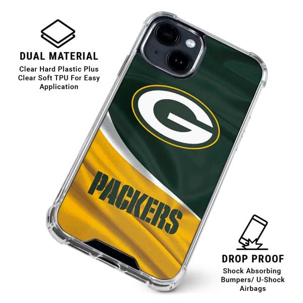 Skinit Clear Phone Case Compatible with iPhone 14 Plus - Officially Licensed NFL Green Bay Packers Design