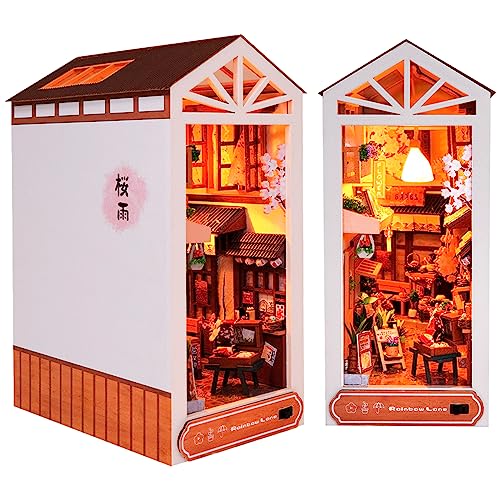 SUNDEER DIY Book Nook Kit, Wooden Book Nook Dollhouse Kit, Diy Miniature House Kit, 3D Miniature kit Decorative Bookcase