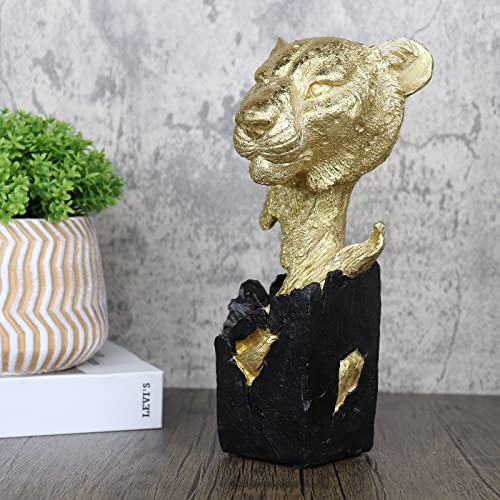 Cheetah Head Statue Panther Leopard Bust Decor 4" L X 9.2H Nice Collectible Figurines And Gift For Table Top In Home,Office, Study Room, Living Room… #TOP5