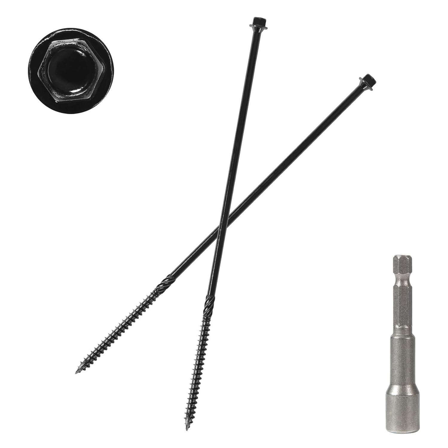 #14x10 Black Hex Exterior Lag Screws, Structural Wood Screw, Heavy DutyTimber Screws Includes Hex Socket (50Pcs)