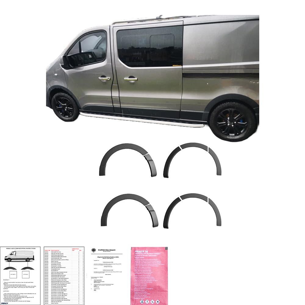 Radlaufschutz Radlaufleisten compatible con RENAULT Trafic Larga distancia entre ejes 2014 hasta 2018 10 piezas con ABE TÜV