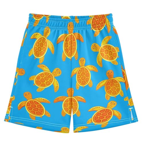J JOYSAY Cartoon Turtle Golden Boys Athletic Shorts Kids Youth Casual Shotrs with Elastic Waistband Pockets for Soccer Basketball Sports Running Size M