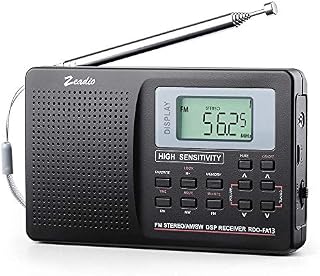 Zeadio Portable AM FM Shortwave Radio, Mini Alarm Clock Radio, with Earphones, Sleep