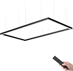 Barrina 4040 Remote Series LED Linear Light Fixture with Remote, 3rd-Generation, 4FT 40W Seamless Connection, 3000K-6000K Color Changing, Dimmable Pendant Lights for Bars Cafe Shop, Black, 4 Packs