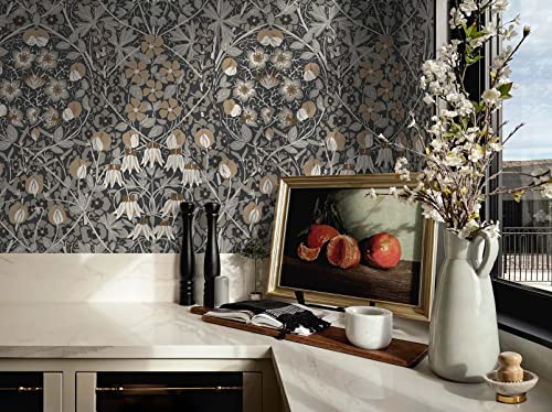 Nextwall Tulip Garden Floral Peel And Stick Wallpaper (Wrought Iron & Chamois) #TOP5