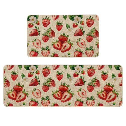 Artoid Mode Strawberry Spring Kitchen Mats Set of 2,...