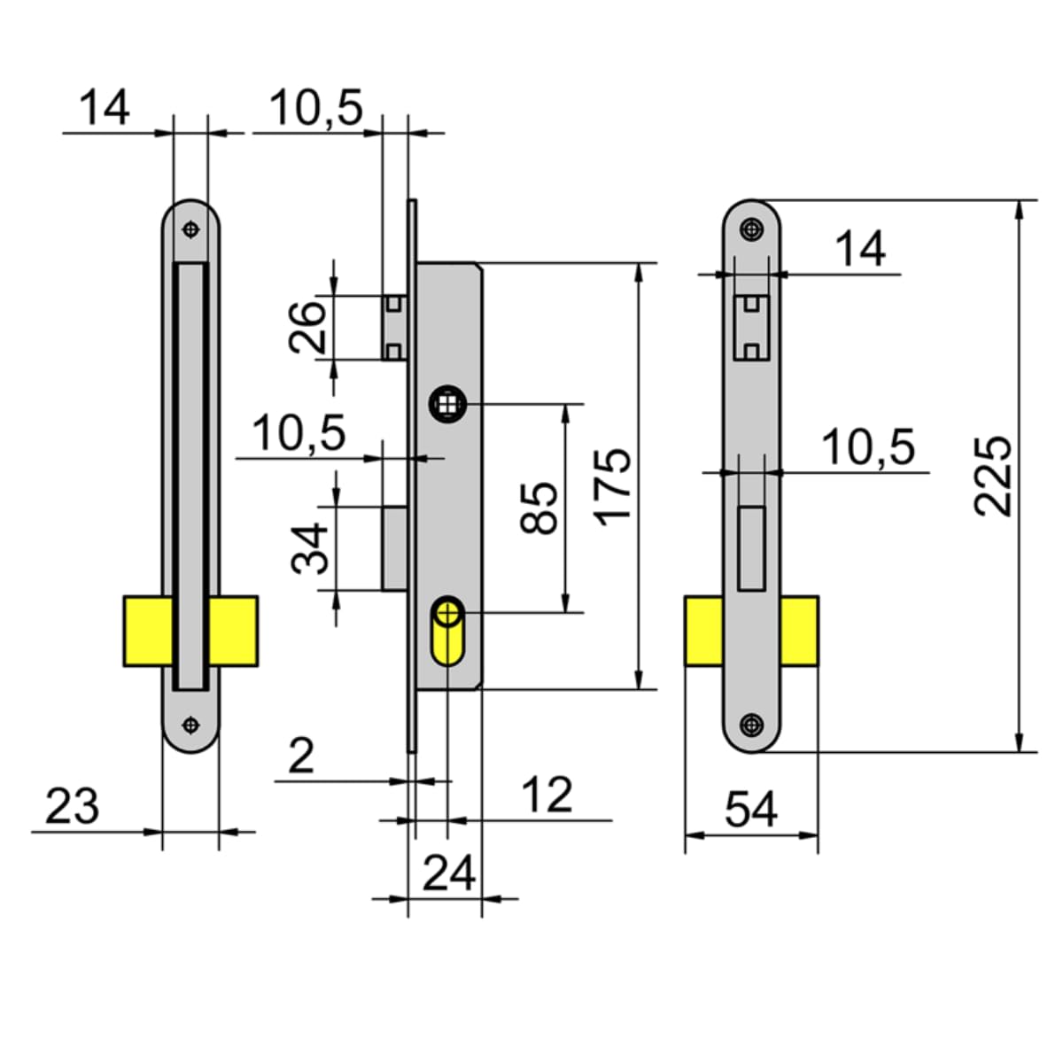 Lince 3017001-5550 - lock (in alluminio, 14 mm)