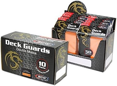 BCW Deck Guard - Double Matte Orange Card Sleeves | Acid-Free, Archival-Safe, No PVC | Anti-Glare Matte Finish | Fits Standard 2½" x 3½" Game Cards | Durable Deck Protector Sleeves | 1500 Ct
