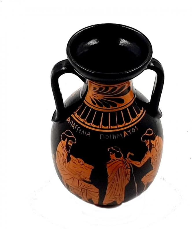 Ancient Greek Vase 17cm,Red Figure Amphora,Shows Classroom Situation