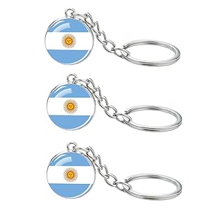 3 Pcs Argentina Flag Key Chain,Cool Keychain for Car Keys, Stainless Steel Keyrings & Keychains,Used for Home Decoration, Jewelry Hanging Decorations.