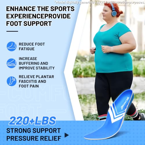 Image of 220lbs+ Metatarsalgia Insole Plantar Fasciitis Pain Relief Men Arch Support Orthotic Insert Men Women, Comfort Flat Feet Work Boot Shoes Insole Standing All Day Size 5, 240MM