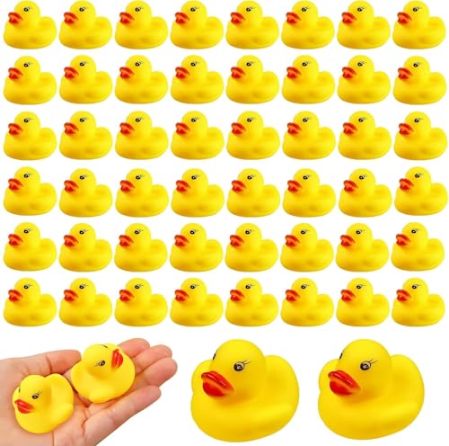 50 Pack Mini Rubber Ducks Mini Rubber Duck Bath Toys Shower Birthday Party Favors Gift Classroom Summer Beach Pool Party Games