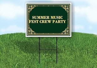 Summer Music Fest Crew Party St. Patrick'S Day Irish Clover Fancy Gold Single Sided 18x24 in. Yard Road Sign w/Stand