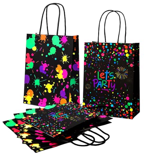 Mitgebsel, 10 sacchetti regalo luminosi per compleanno dei bambini, 15 x 21 x 8 cm, per feste a tema neon