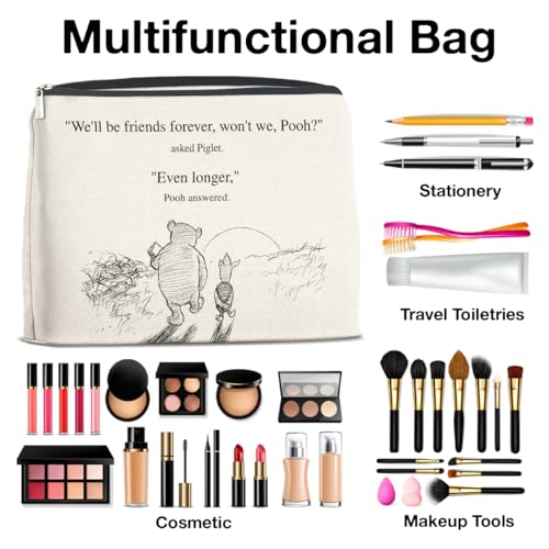 YeleY Friendship Gifts for Women Friends, Pooh Bear Gifts for Best Friends, Classic Pooh Bear Makeup Bag Cosmetic Bag4