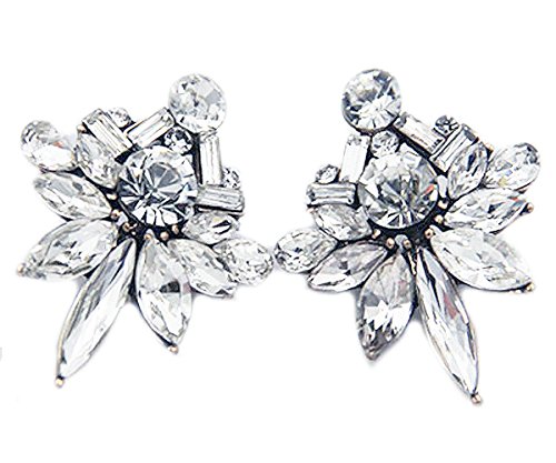 Art Deco Antique Vintage Gatsby Style Marquise Bridal Wedding Formal Rhinestone Cluster Statement Earrings #TOP5