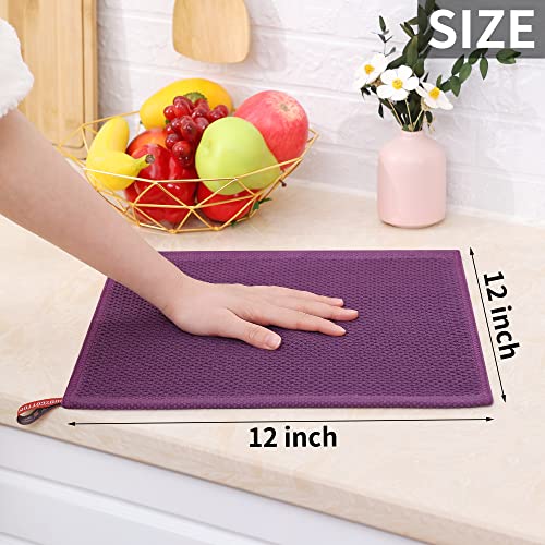 Image of Homaxy 100% Cotton Waffle Weave Kitchen Dish Cloths, Ultra Soft Absorbent Quick Drying Dish Towels, 12 x 12 Inches, 6-Pack, Purple