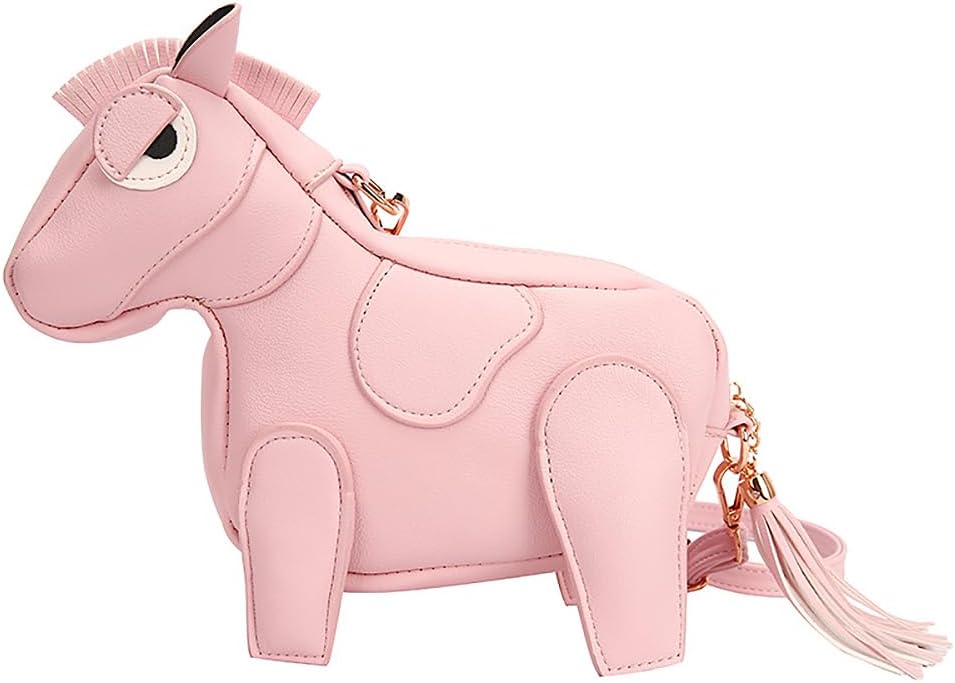LIZHAOCAI Women Funny Horse Shape Crossbody Bag Cute Animal Shoulder Bag PU Leather Clutch Purse