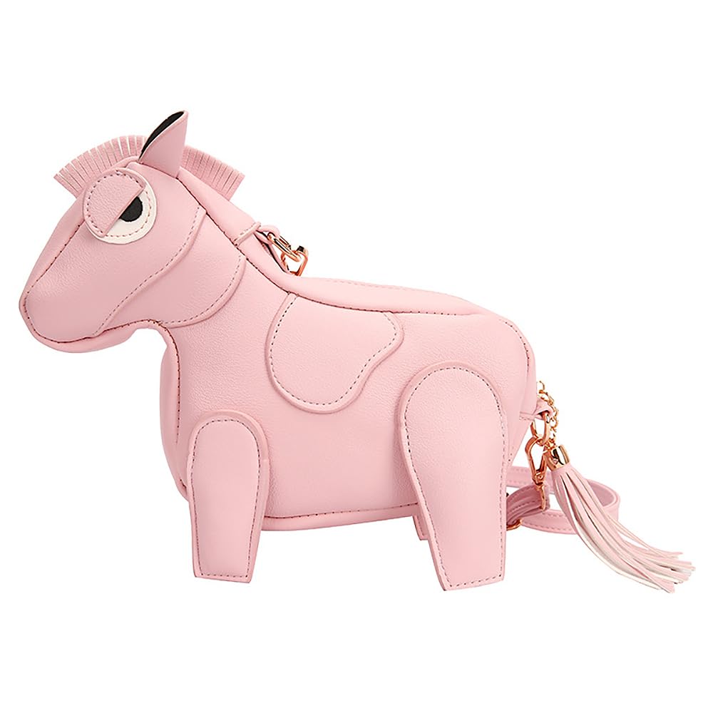LIZHAOCAI Women Funny Horse Shape Crossbody Bag Cute Animal Shoulder Bag PU Leather Clutch Purse