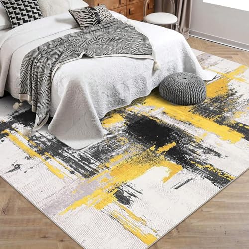 Tapis abstrait moderne lavable antidérapant salon chambre 150x180 - 5