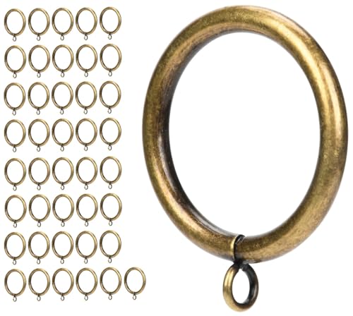 Curtain Ring Metal 42-Pcs 1.75 Inch Inner Diameter with Eyelets Fit Up to 1.5 Inch Rod Large Wire Diameter (Antique Brass-42pcs)