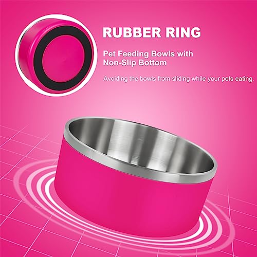 LIHONG Dog Bowls,Stainless Steel Dog Bowls for Large Dogs,Dog Food Water Bowls with Non Slip Rubber Bottom,Pet Feeding Bowl,Double Wall Insulated,Rustproof(64oz,Pitaya Pink) LIHONG Dog Bowls,Stainless Steel Dog Bowls for Large Dogs,Dog Food Water Bowls with Non Slip Rubber Bottom,Pet Feeding Bowl,Double Wall Insulated,Rustproof(64oz,Pitaya Pink)