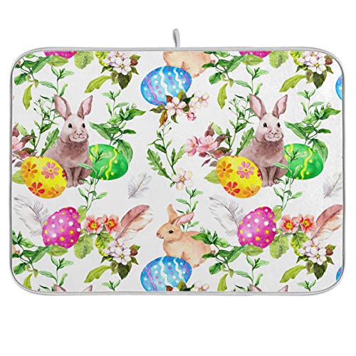 ZzWwR Alfombrilla absorbente de secado de platos, diseño floral, 40,6 x 45,7 cm, microfibra para encimera, protector de mesa de cocina, multiusos, escurridor de fregadero