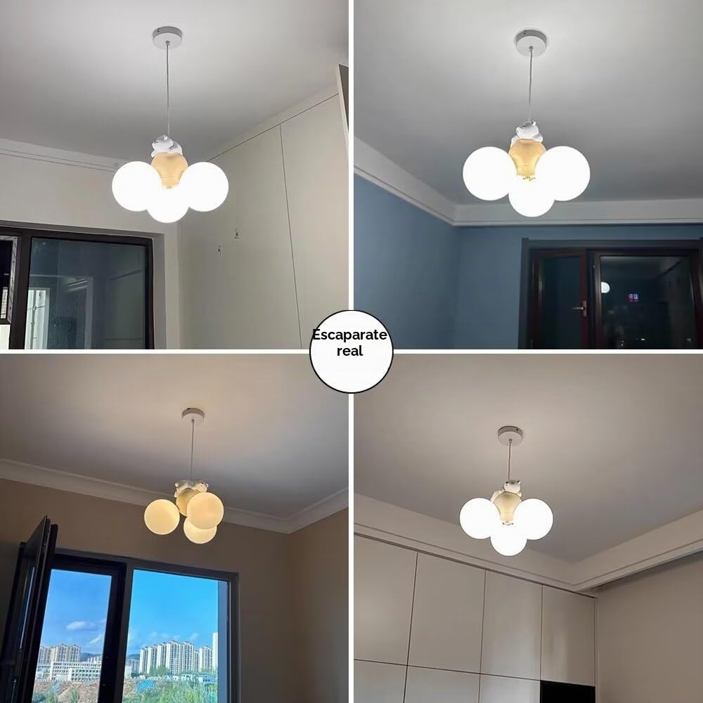 LED Oso Durmiente Luz Colgante Globo De Dibujos Animados Luz De Techo Lámpara Colgante Lámpara De Techo Luna Colgante Accesorio De Iluminación Para Dormitorio, Habitación De Niños