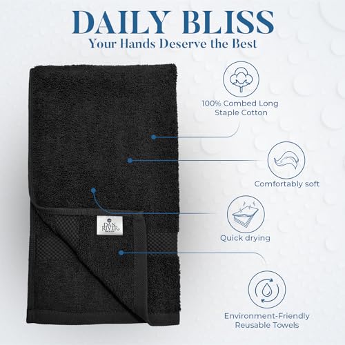 Image of DAN RIVER 6-Pack Premium Hand Towels (16x28 Inches) - 100% Cotton, Ultra Soft, Lightweight, Highly Absorbent Towels for Bathroom, Spa, Gym, Salon, Hotel, and Travel - Black
